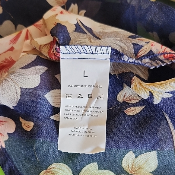 Floral Kimono Blue Flowered Pattern OS - Picture 3 of 4